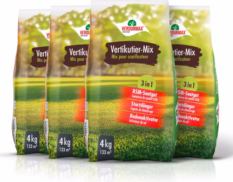 4 sacchi da 4 kg di VERDURMAX® Mix 3in1 per scarificatore