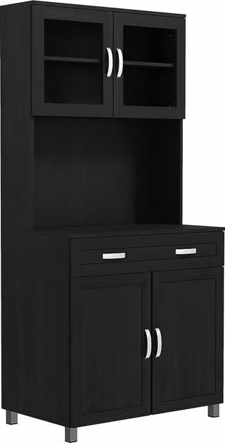 HOMCOM Buffet alto per cucina, armadio da cucina con 4 ante, cassetto, piano di lavoro, ripiani regolabili, 80x48x170cm, nero   Aosom Italy