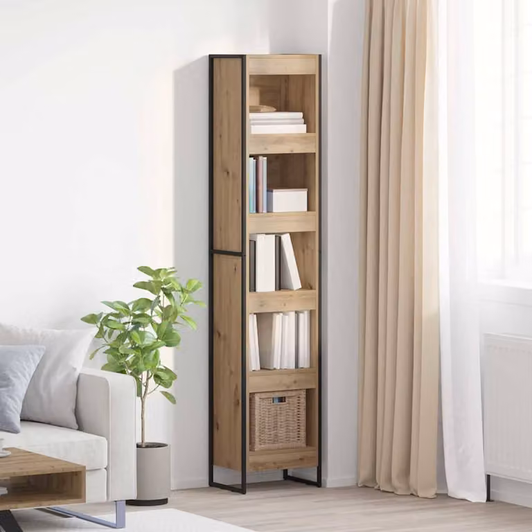 Armadio per libri vidaXL in stile industrial in legno e metallo, colore marrone, L 40 cm x P 30 cm x H 189,5 cm