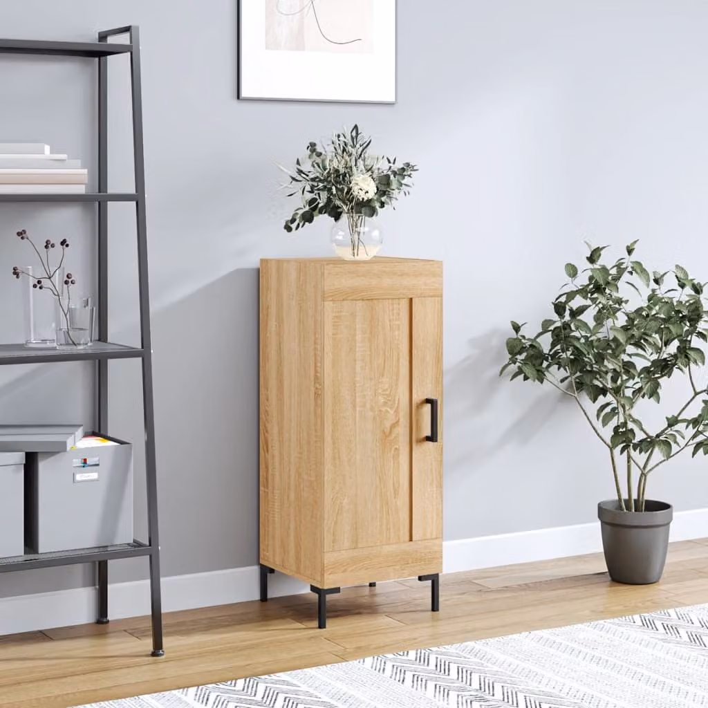 Credenza moderna vidaXL in legno multistrato color rovere, L 34,5 cm x P 34 cm x H 90 cm
