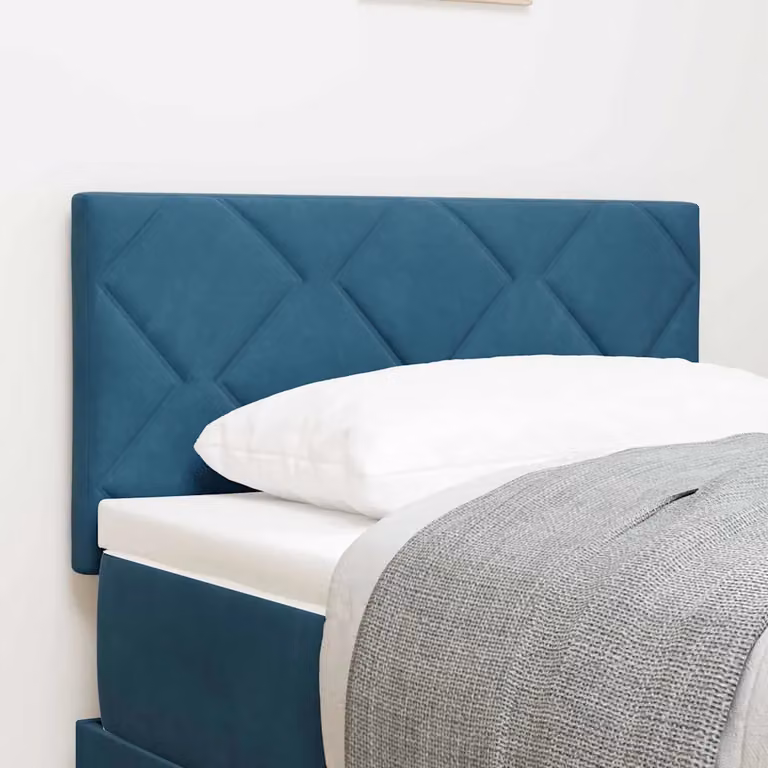 Testiera per letto moderna vidaXL in velluto blu con struttura in legno di pino, Larghezza: 80 cm