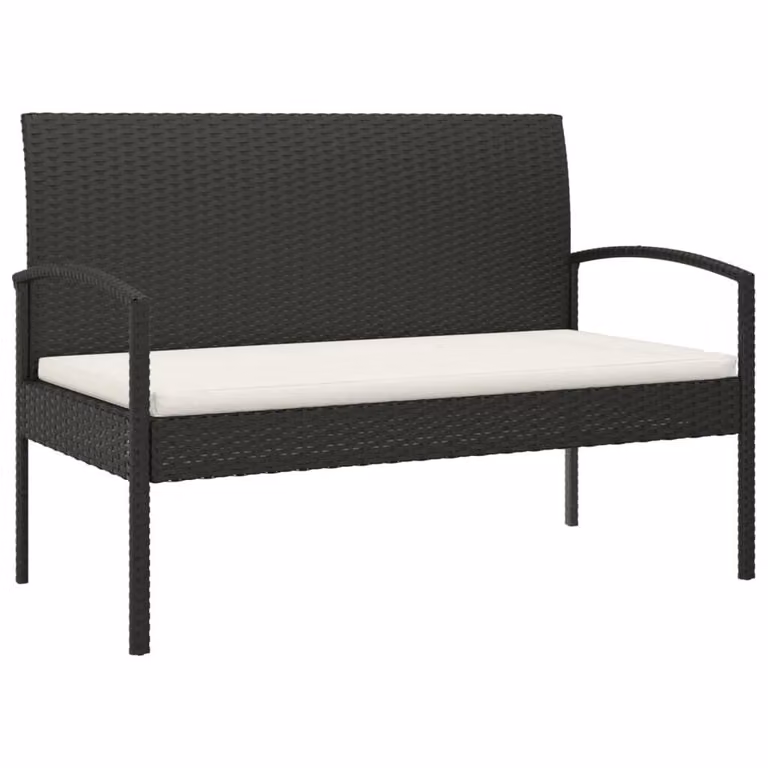 Panca da Giardino con Cuscino Nera 105 cm in Polyrattan