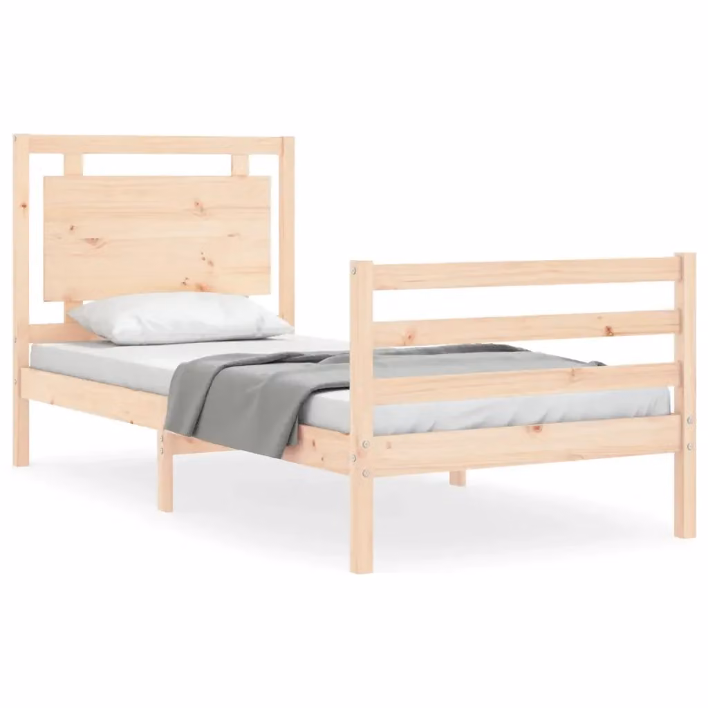 Letto con testiera vidaXL in legno massello di pino rustico L: 200 cm, P: 100 cm, H: 105,5 cm – 2