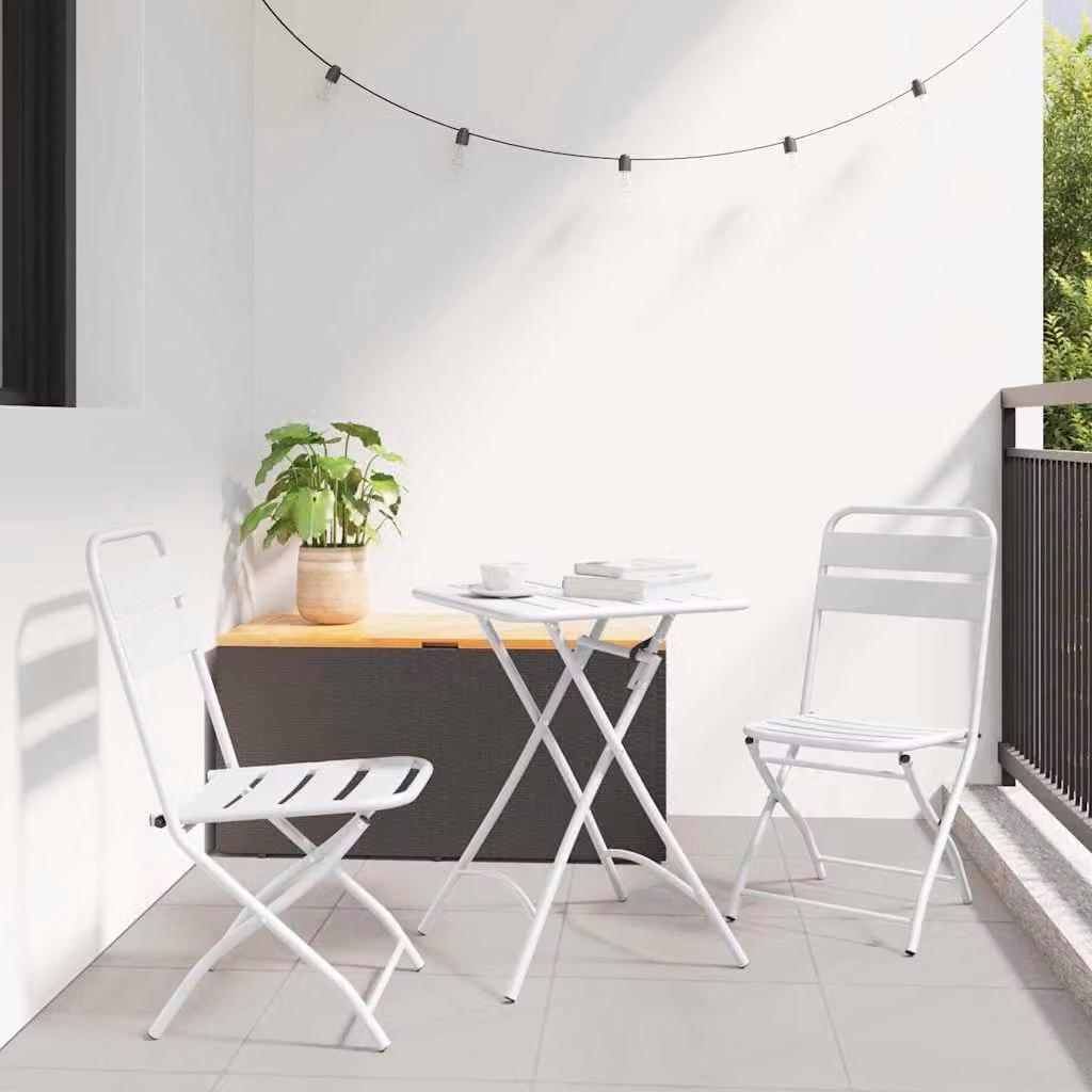 Maison Exclusive - Set da bistrot, 3 pezzi, bianco, acciaio