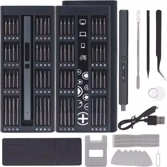 Cacciavite elettrico manuale con magneti da 64 bit, set di attrezzi 82 in 1 per lavori di riparazione