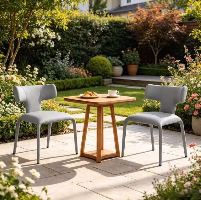 Set 2 sedie da pranzo ULEVR con ruote e schienale curvo, 53x53x78 cm, rivestimento in similpelle grigio