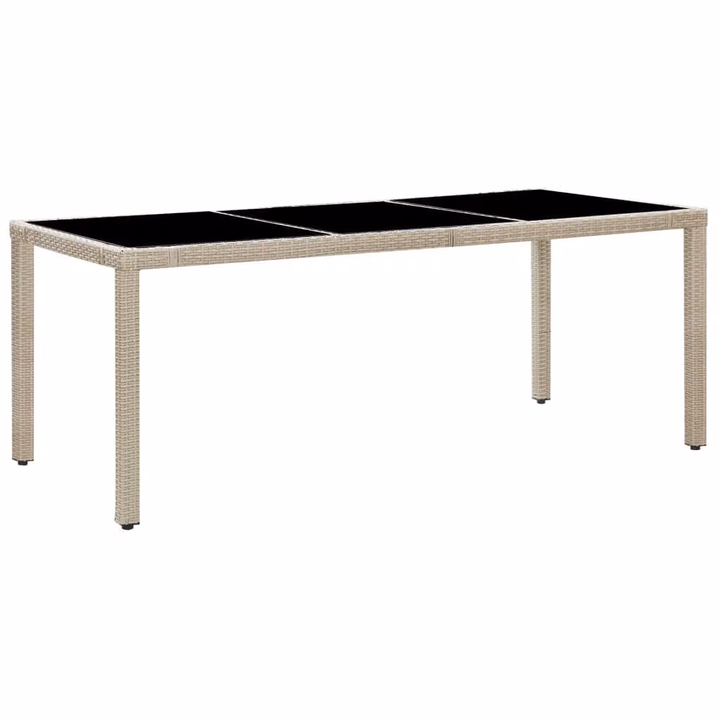 set da pranzo da giardino 9 pezzi con cuscini in poly rattan beige