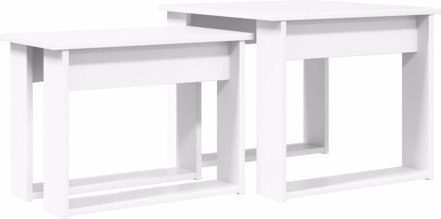 Set di Tavolini da Caffè 2 pcs Bianco Legno multistrato