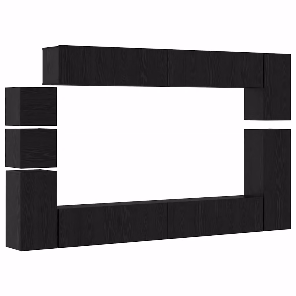 Set mobile TV moderno vidaXL in 9 pezzi nero opaco in legno ingegnerizzato MDF – 2