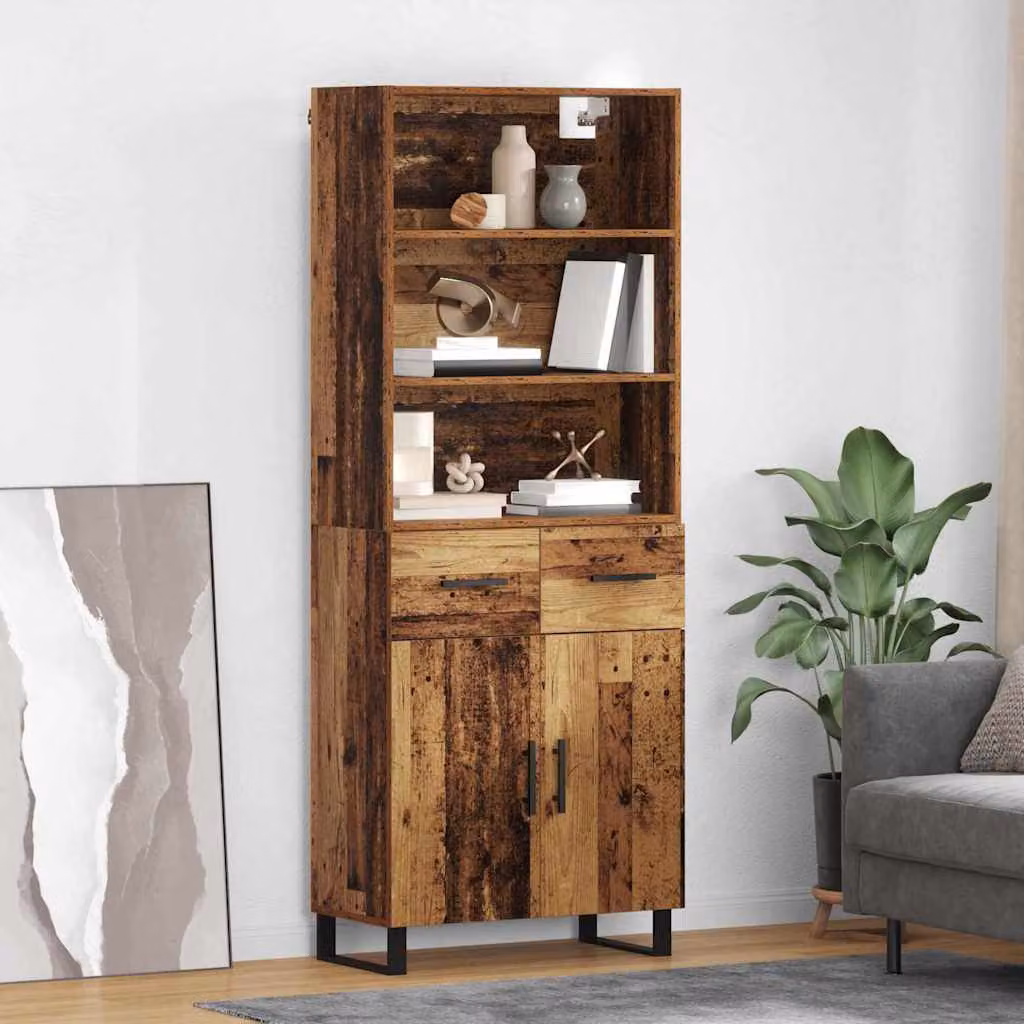 Set di 2 credenze vidaXL in legno vecchio marrone per cucina e soggiorno L/P/H: 69,5 x 34 x 180 cm