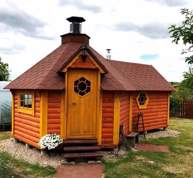 Sauna Grill kota Holzhaus Grillhütte Feuerhütte Grillhaus Gartensauna