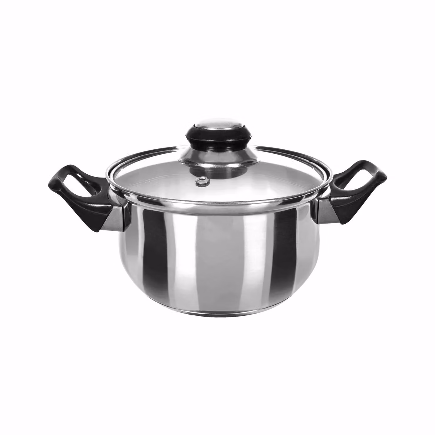 Casseruola in acciaio inossidabile con coperchio in vetro GUSTO CASA Linea Stile Mediterraneo, colore argento, diametro: 22 cm