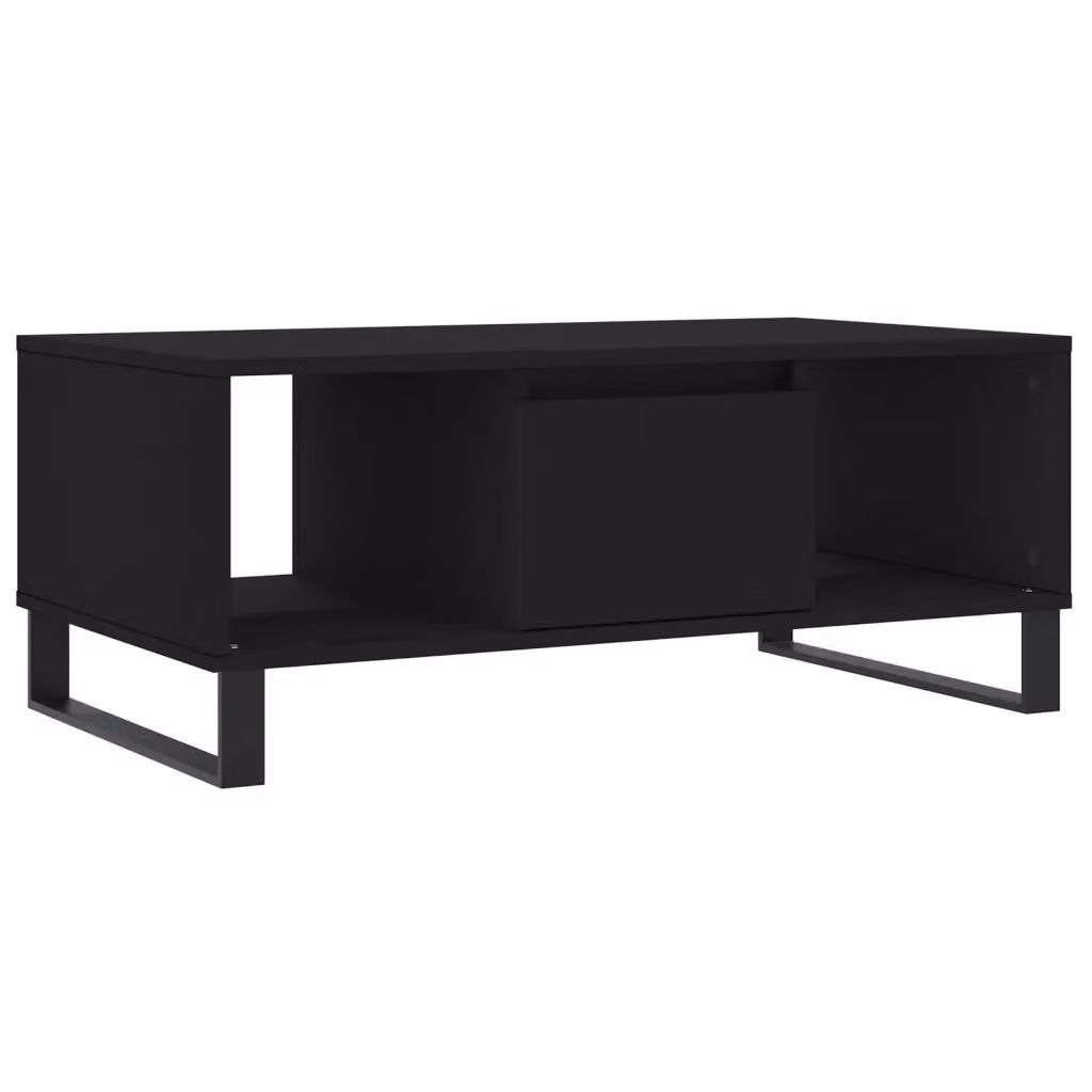 Tavolino da salotto moderno vidaXL nero in legno e metallo L: 90 cm, P: 50 cm, H: 36,5 cm – 2