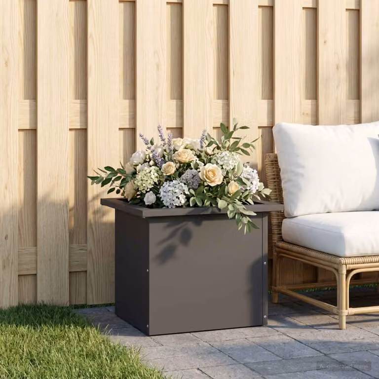 Fioriera da giardino con LED vidaXL in acciaio nero e antracite L: 40 cm, P: 30 cm, H: 30 cm