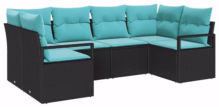 vidaXL Set di divani da esterno, 6 pezzi, nero [Materiale sintetico]: rattan sintetico