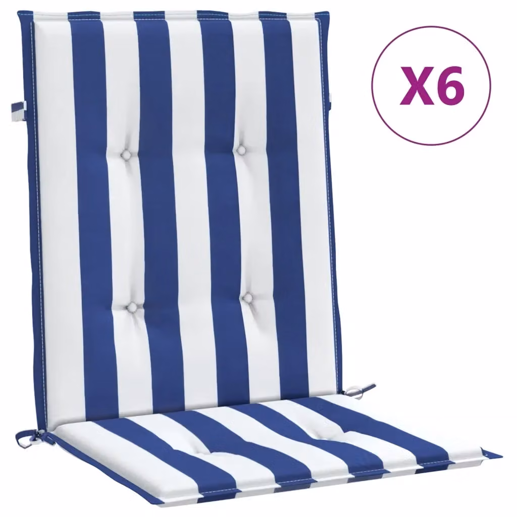 Set di 6 cuscini posteriori vidaXL in tessuto Oxford blu e bianco con design marittimo, impermeabili e resistenti ai raggi UV – 2