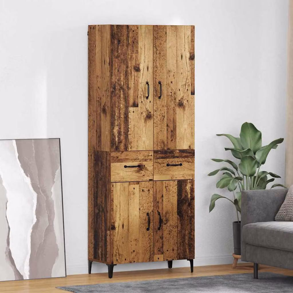 Credenza moderna vidaXL in legno effetto vecchio marrone con ante e ripiani interni, L/P/H: 69,5 x 34 x 180 cm