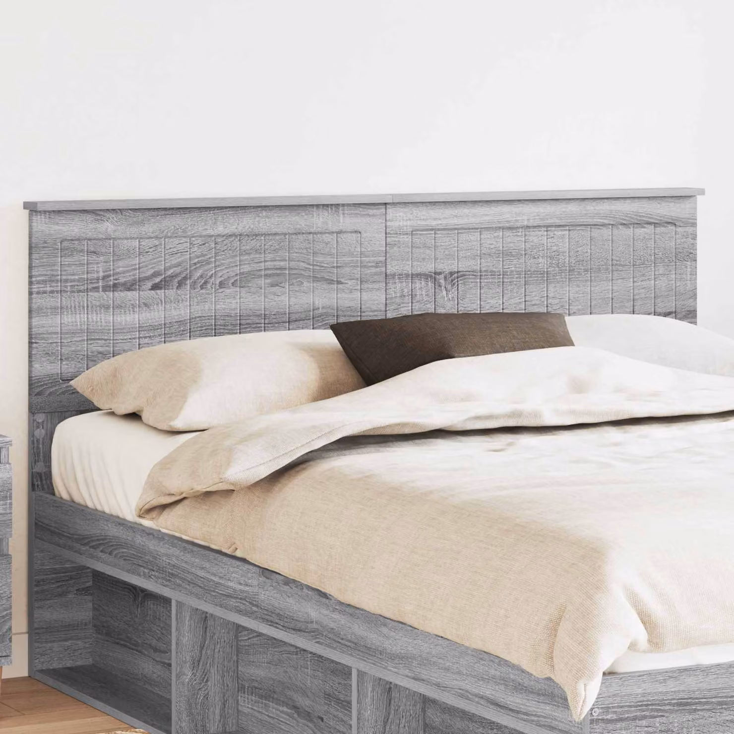 Testiera per letto moderna vidaXL in legno ingegnerizzato, colore grigio Sonoma