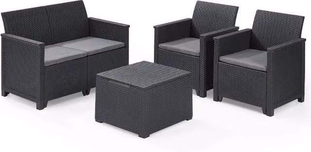 Set da Giardino Keter Emma 1 Divano 2 Posti Poltrone 1 Tavolino