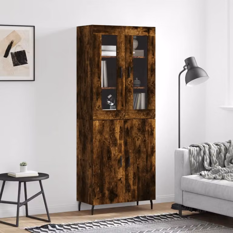 Credenza vidaXL in Rovere Fumo con Ante a Battente e Ripiani Interni, L/P/H: 69,5 x 34 x 180 cm