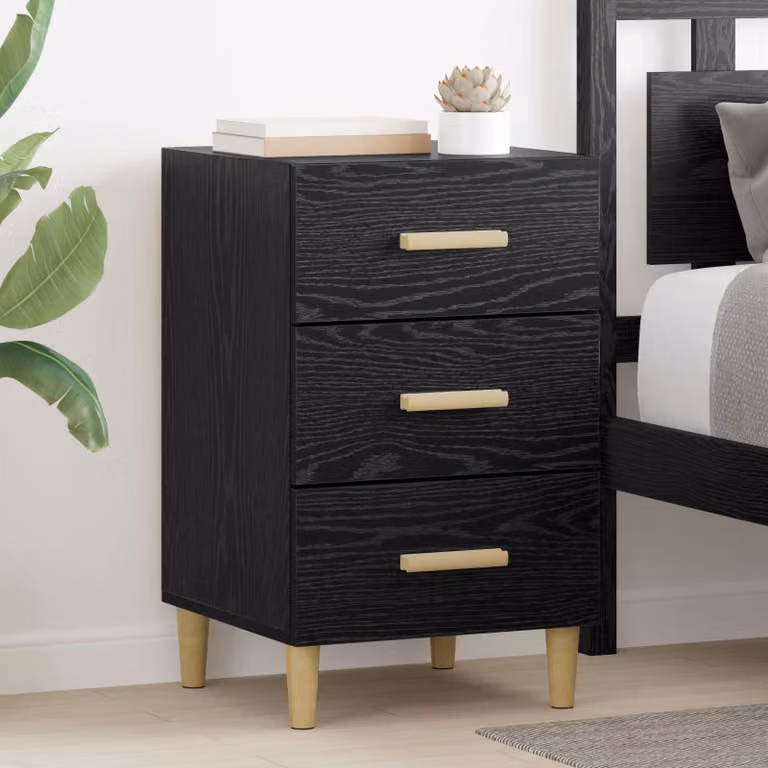 Armadio da notte vidaXL moderno in MDF, colore nero e marrone, L 40 cm x P 40 cm x H 66 cm
