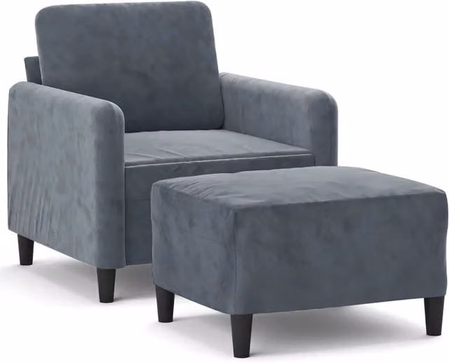 Poltrona | Sedia Relax con Poggiapiedi Grigio Scuro 60 cm in Velluto