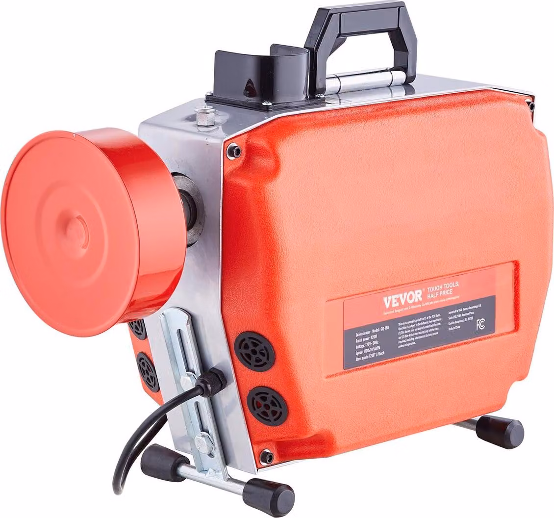 Macchina per la pulizia degli scarichi 120FT x 7/8" 420W Sonaglio per fognature Alimentazione manuale