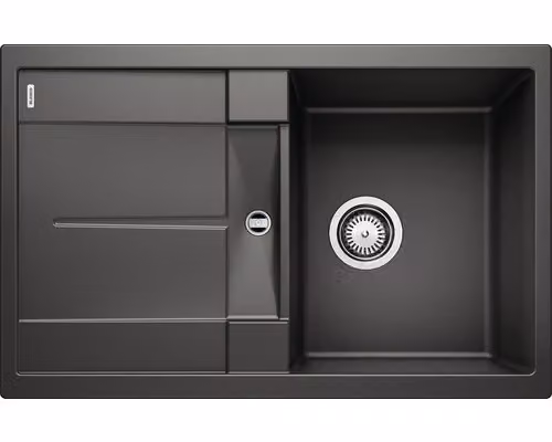 Lavello in granito Blanco Metra, colore nero, dimensioni 50 x 78 cm, codice prodotto 525915