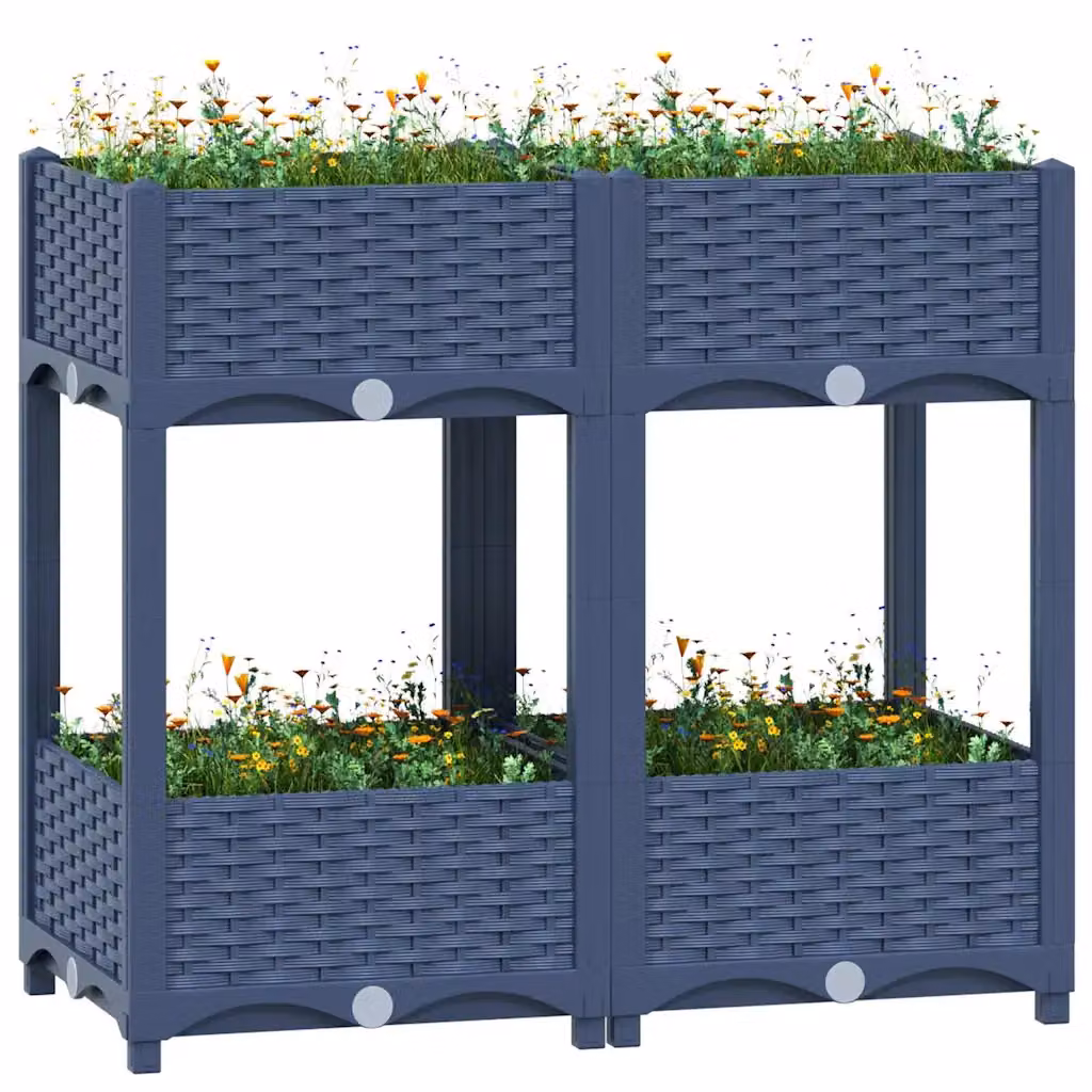 vidaXL Fioriera Rialzata in Plastica per Orto e Giardino, L: 80 cm, P: 40 cm, H: 71 cm