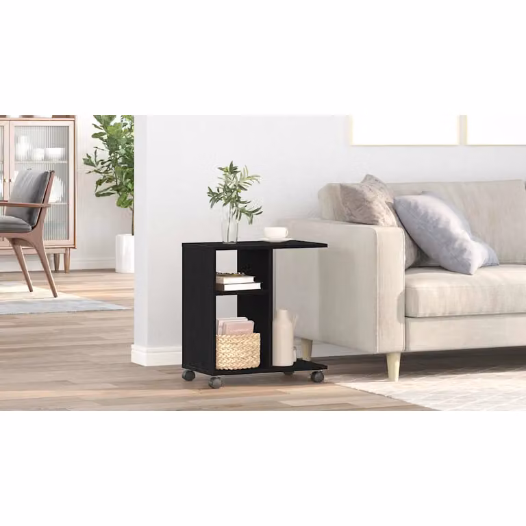 vidaXL Tavolo da finestra moderno in MDF nero L: 50 cm, P: 30 cm, H: 55 cm