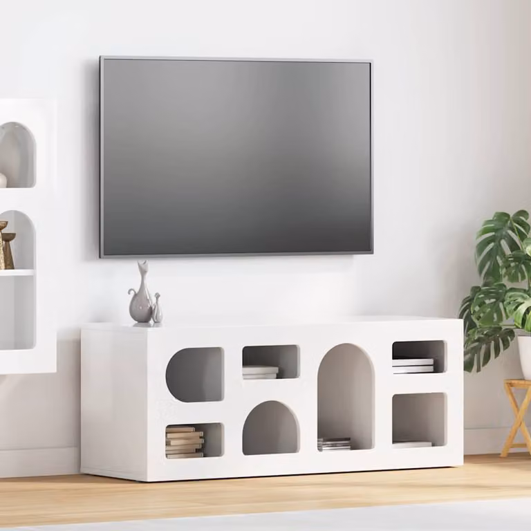 Mobile TV stand vidaXL moderno in MDF bianco lucido L 100 cm x P 35 cm x H 40 cm