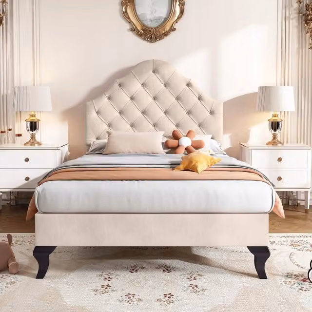 Letto singolo 90x200 - Xylo - Beige, testiera regolabile, per ragazzi