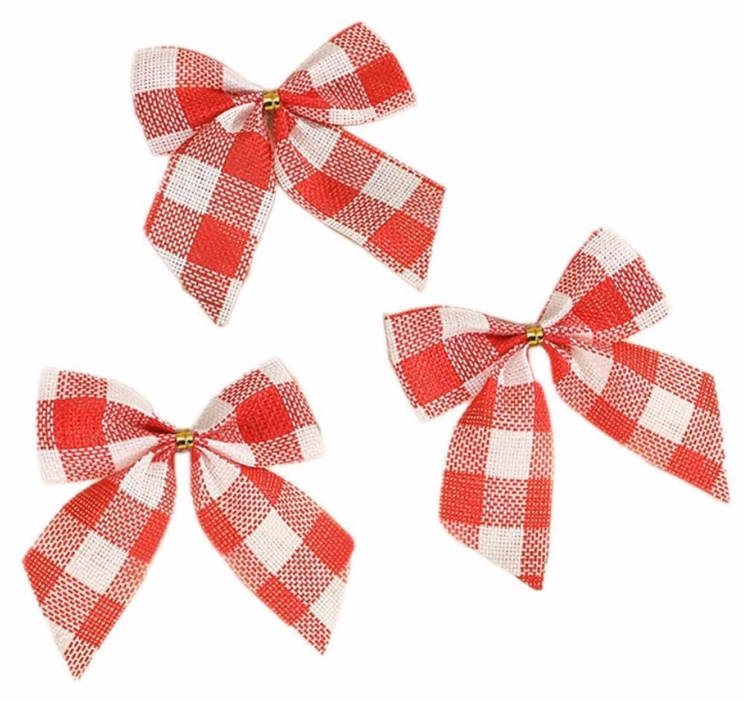 Decorazioni natalizie a forma di albero di Natale, 10 pezzi, motivo a quadri rosso e bianco, dimensioni 7 x 7,5 cm