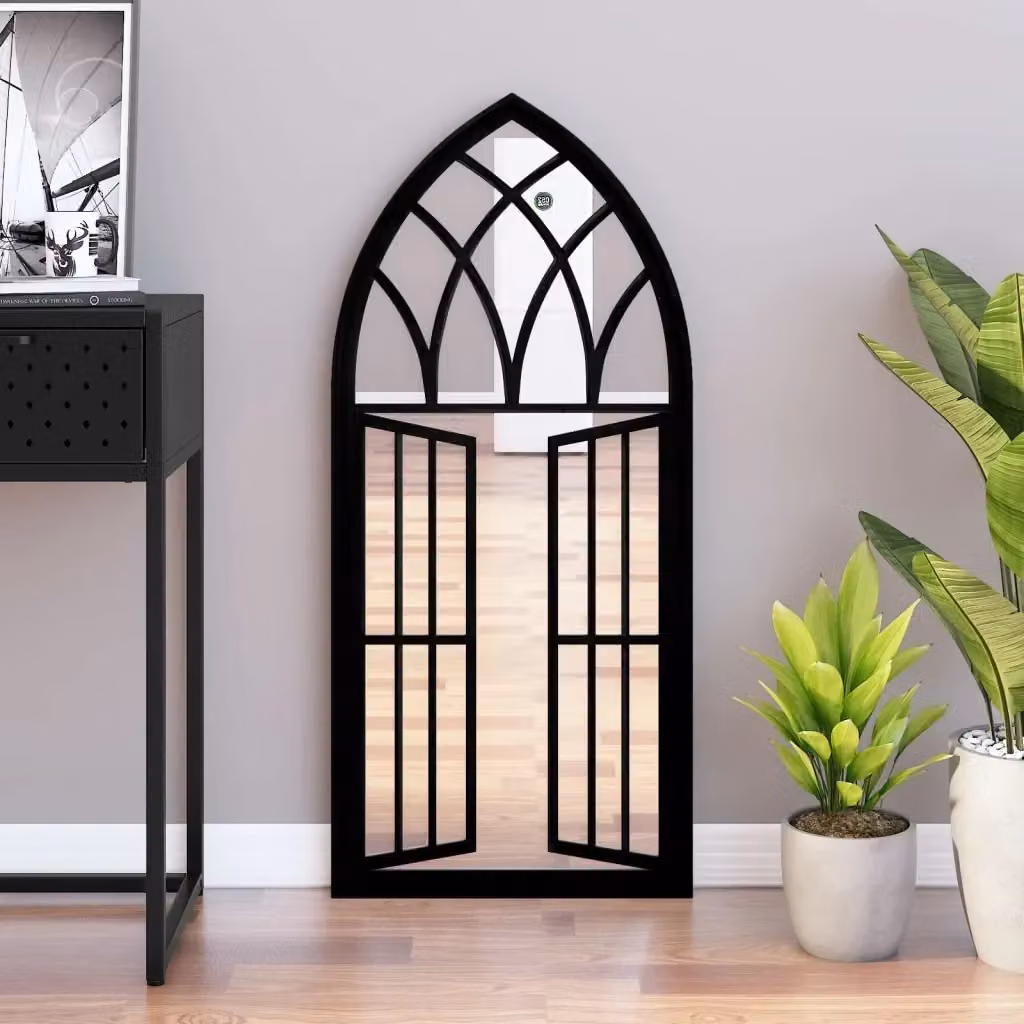 Specchio rettangolare in metallo e vetro DESIGN IN, colore nero, da appendere a parete, L: 100 cm, P: 45 cm – 2