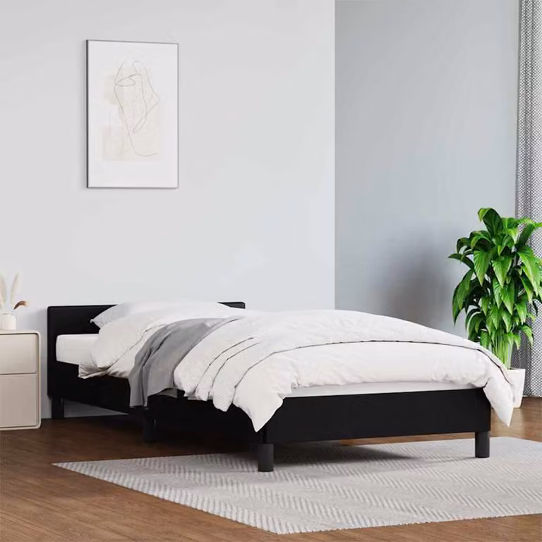 vidaXL Giroletto con Testiera Imbottito Nero L: 90 cm, P: 190 cm