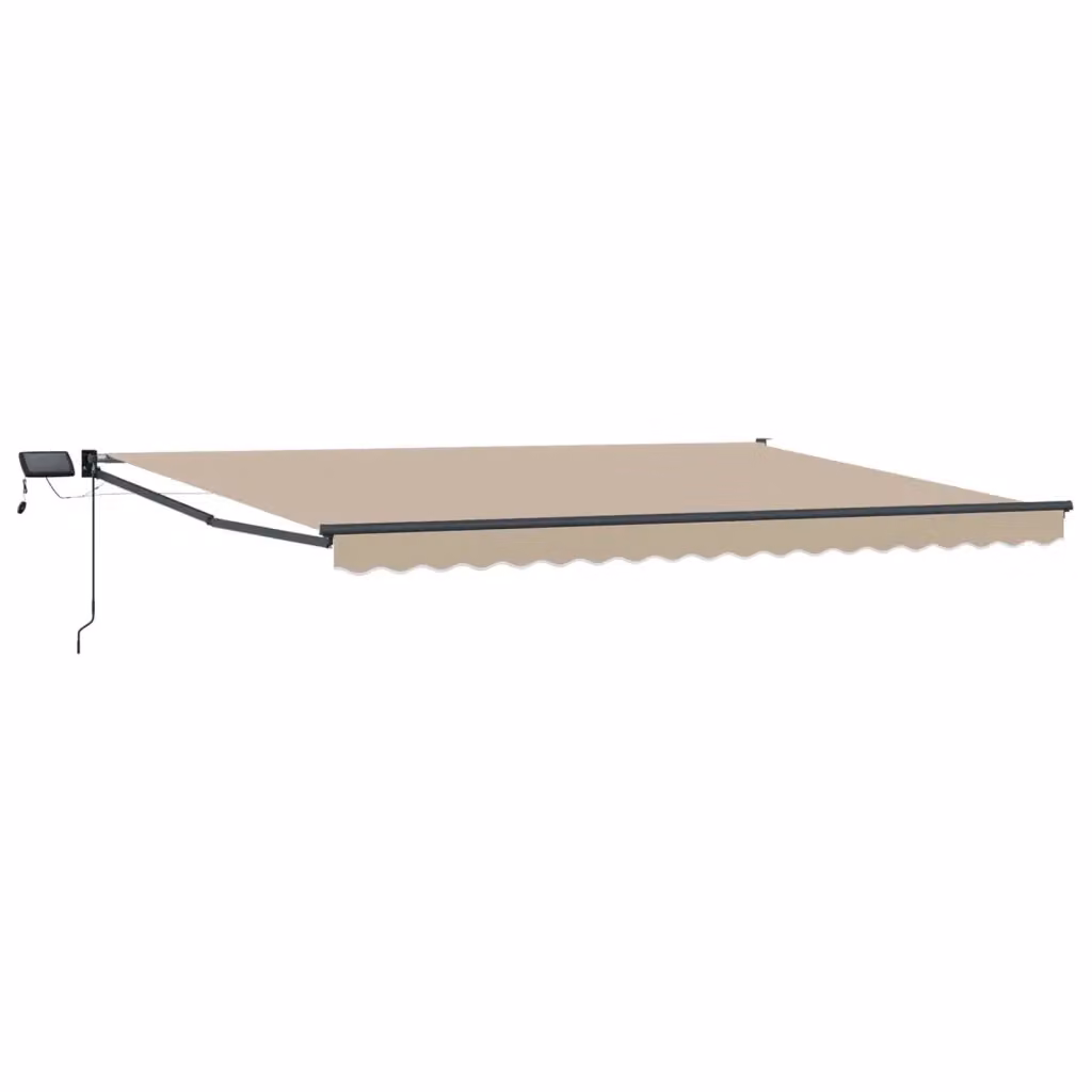 Tenda retrattile manuale vidaxl con LED in poliestere, colori beige e antracite, L: 400 cm, P: 295 cm – 2