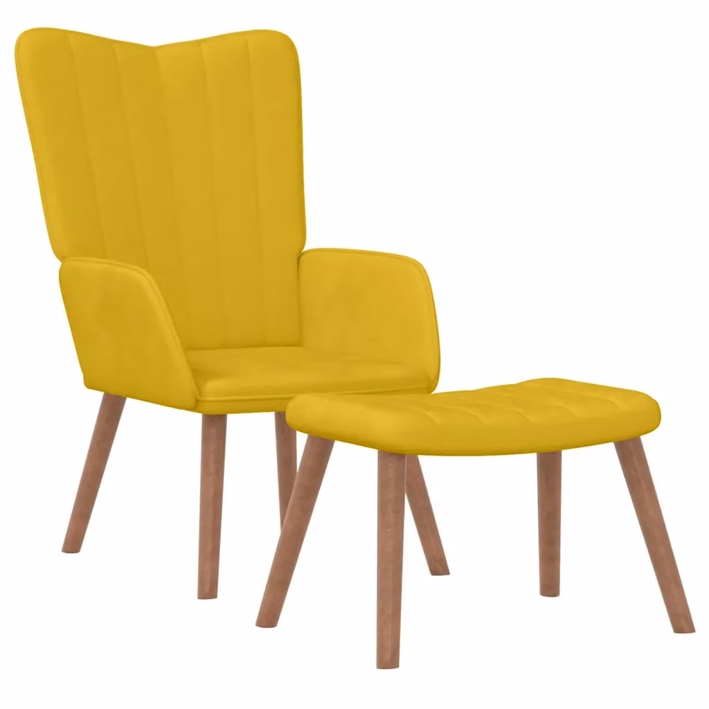 Poltrona Relax con Poggiapiedi in Velluto Giallo Senape DESIGN IN – 2