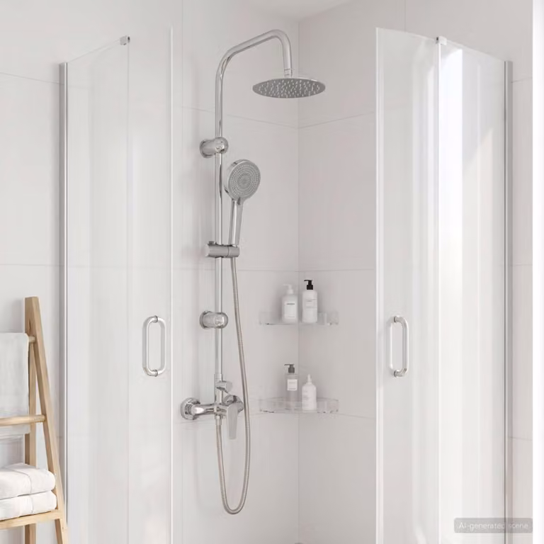 vidaXL Sistema Doccia in Acciaio Inox Cromato con Colonna Rigida e Doccino, L/P/H: 21 x 48 x 112 cm