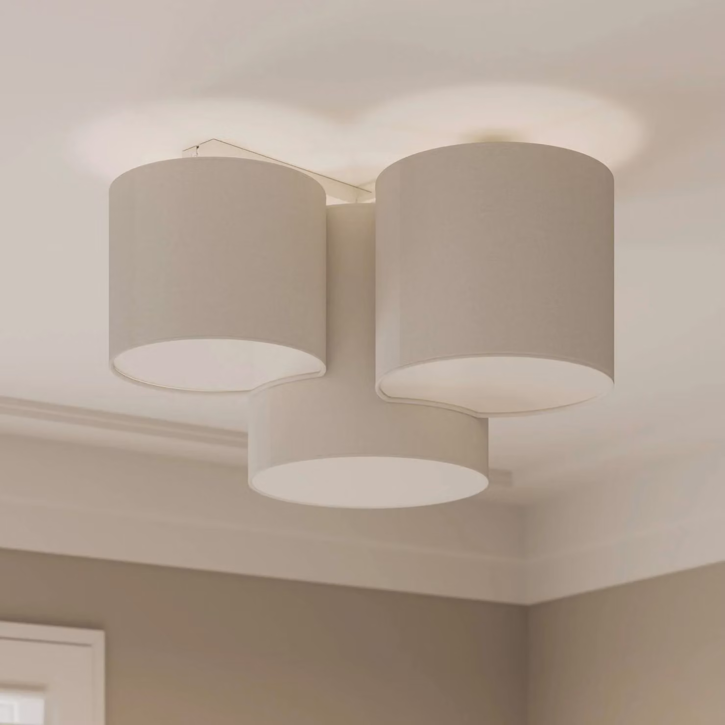 Plafoniera soffitto Mona TK Lighting, dimmerabile, Bianco / Opale, Camera da letto, Tessuto / Stoffa / Seta, Moderno, Plafoniera