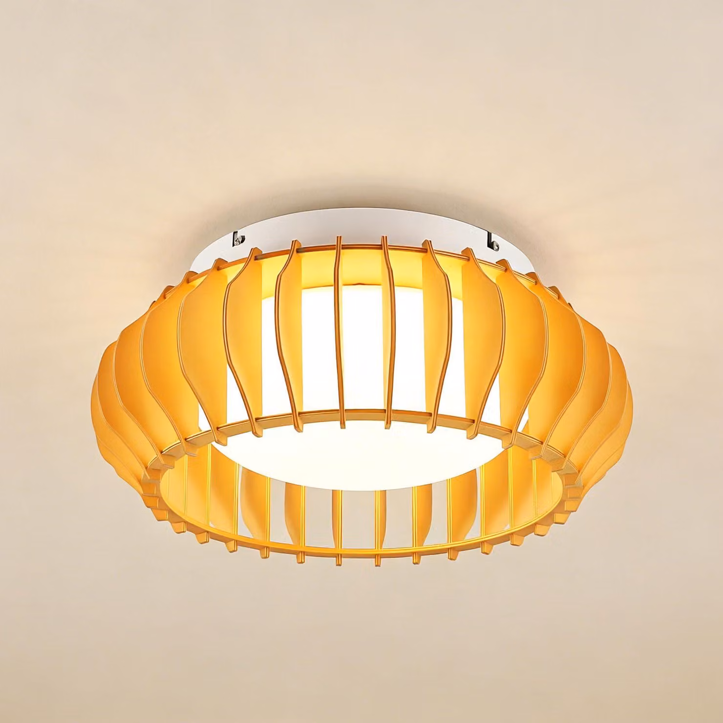 Lampada da soffitto a LED con struttura in legno, 22W, 3000K, 2200 lumen, 40 cm