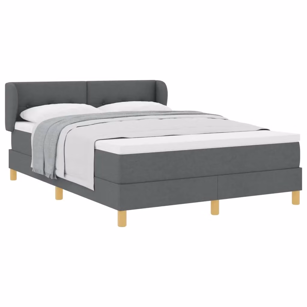 Letto a molle con testiera vidaXL in tessuto grigio L/P/H: 140 x 190 x 28 cm – 2