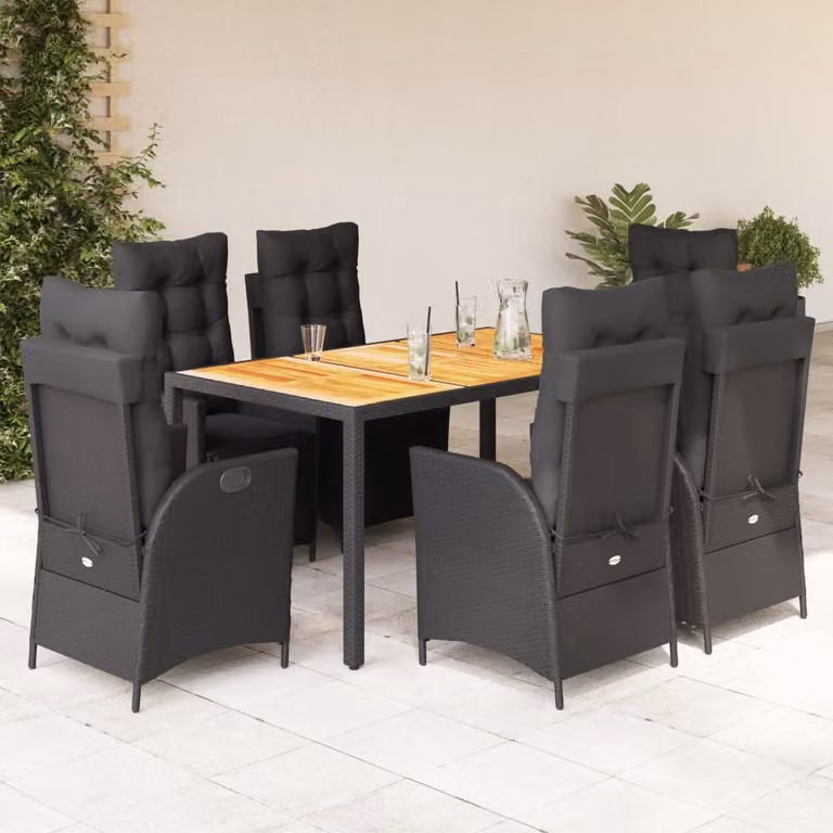 Maison Exclusive - Set da Pranzo da Giardino 7 pz Nero con Cuscini in Polyrattan