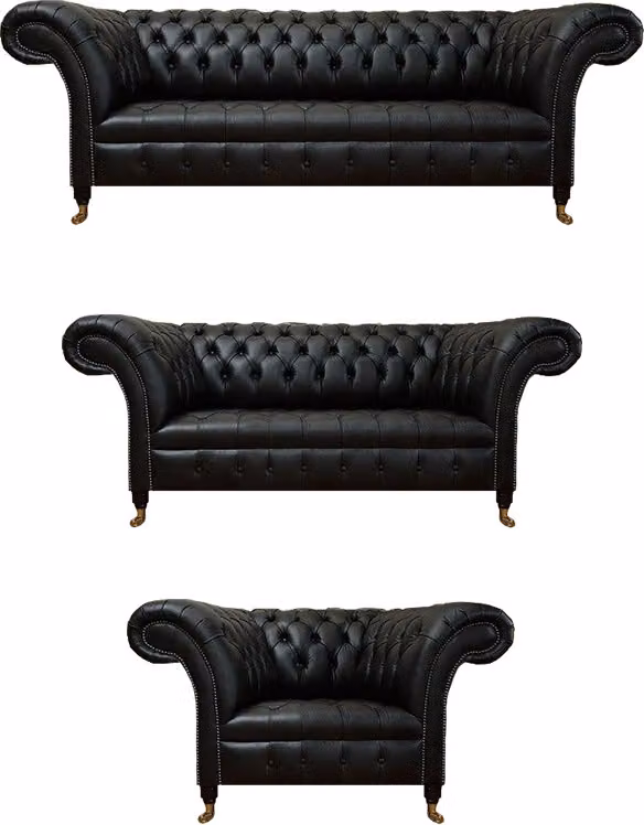 Sofagarnitur 3tlg Chesterfield Ledersofa Sofas Couch Sitz Polster Wohnzimmer