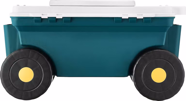 SucceBuy Sedile da giardino mobile con spazio di archiviazione e rotelle - Pratico aiuto per il giardino 52x31x28cm
