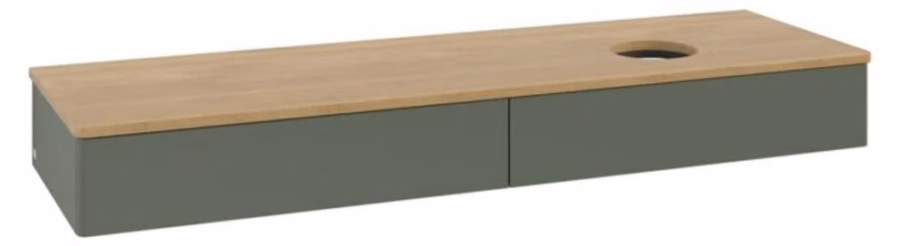 V&B Mobiletto senza struttura frontale - illuminazione Antao 160x50cm, WBP hon. Oa, lea gre. m Lac