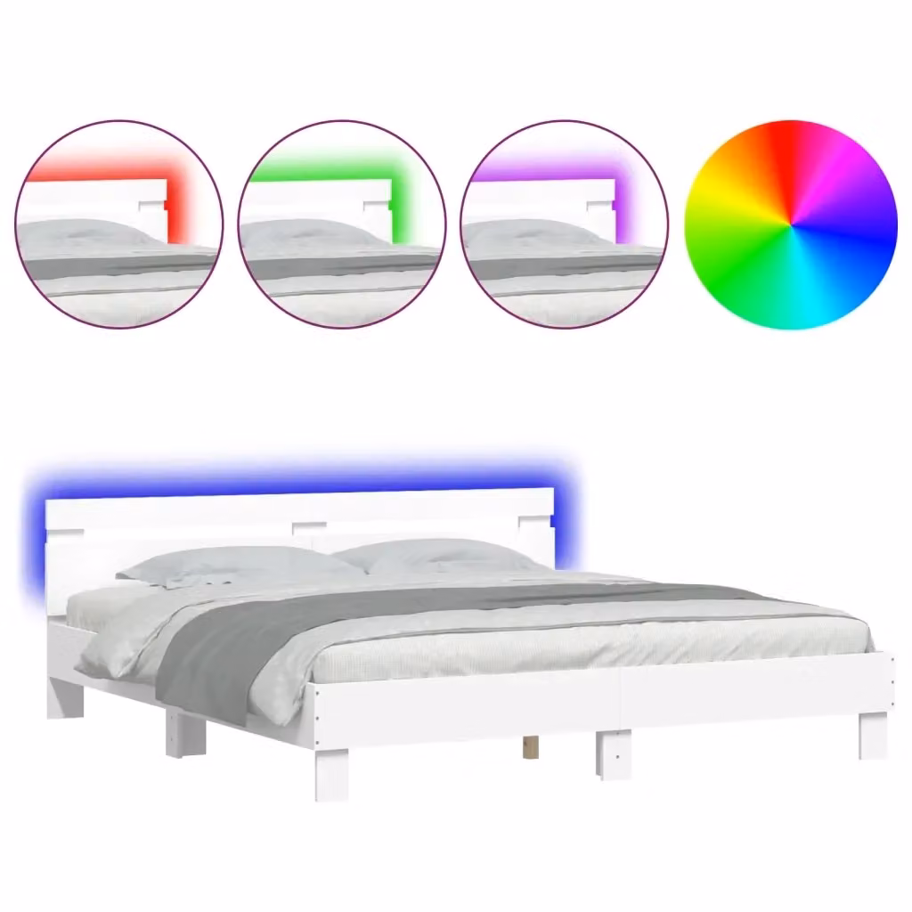 Letto con testiera e illuminazione LED bianco vidaXL L/P: 160 x 200 cm – 2