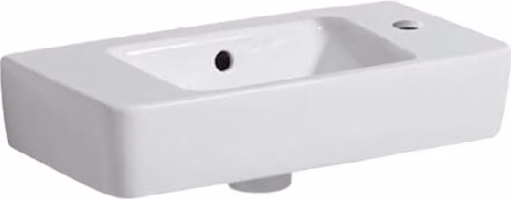 Geberit Selnova - Lavabo 500x250 mm, con sfioratore, 1 foro per rubinetto a destra, bianco 501.507.00.7