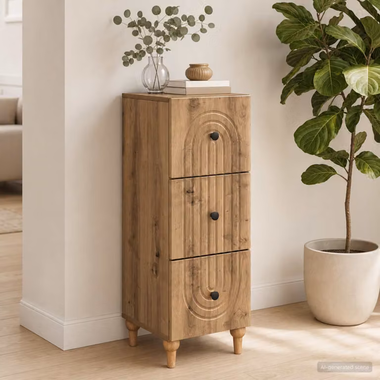 Carrello mobile con cassetti vidaXL in legno e metallo marrone L 33 cm, P 34,5 cm, H 90 cm