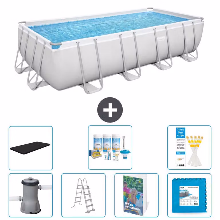 Bestway Power Steel, piscina rettangolare - 488x244x122 cm - composta da 6 parti, modello S536