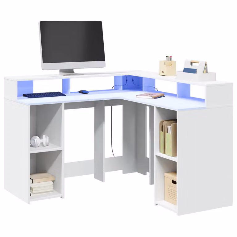 Scrivania angolare moderna vidaXL bianca in MDF con finitura opaca L: 130 cm, P: 130 cm, H: 91 cm
